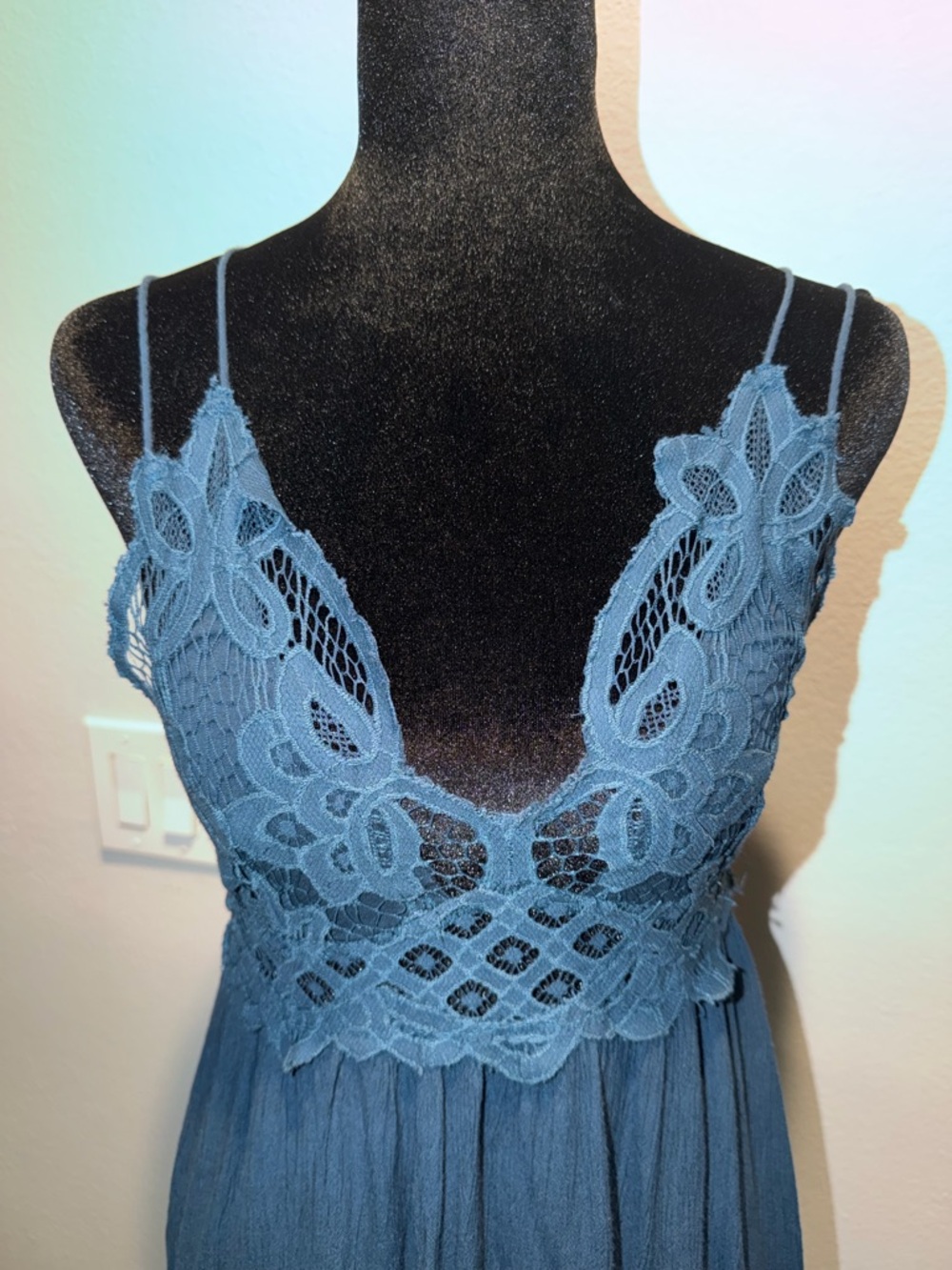 Free People Teal Lace Bodice Maxi Dress - Picture 2 of 5